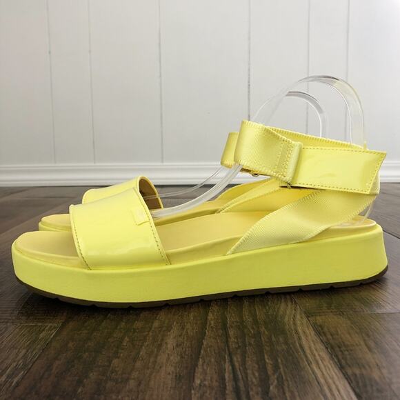 UGG Platform Sandal Ankle Wrap Square Toe Chunky Strappy Lennox Size 11 Yellow - Picture 1 of 15